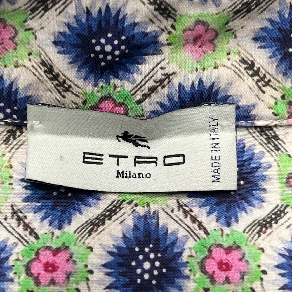 ETRO Milano Womens button up‎ Performance Floral Diamond Print Multi Italy Small